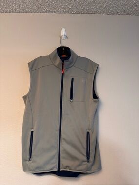 Southern Tide Men's Light Gray Softshell Vest with Navy Trim